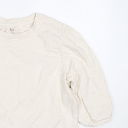 Hush Women’s Ivory S Puff Sleeve Organic Cotton Crew Neck Sweatshirt