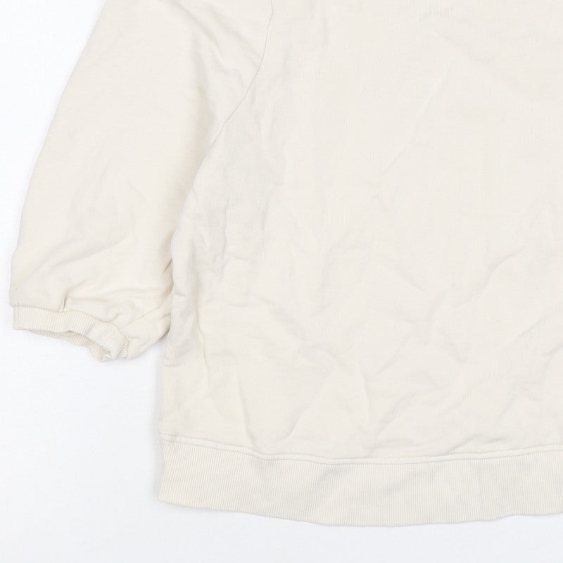 Hush Women’s Ivory S Puff Sleeve Organic Cotton Crew Neck Sweatshirt
