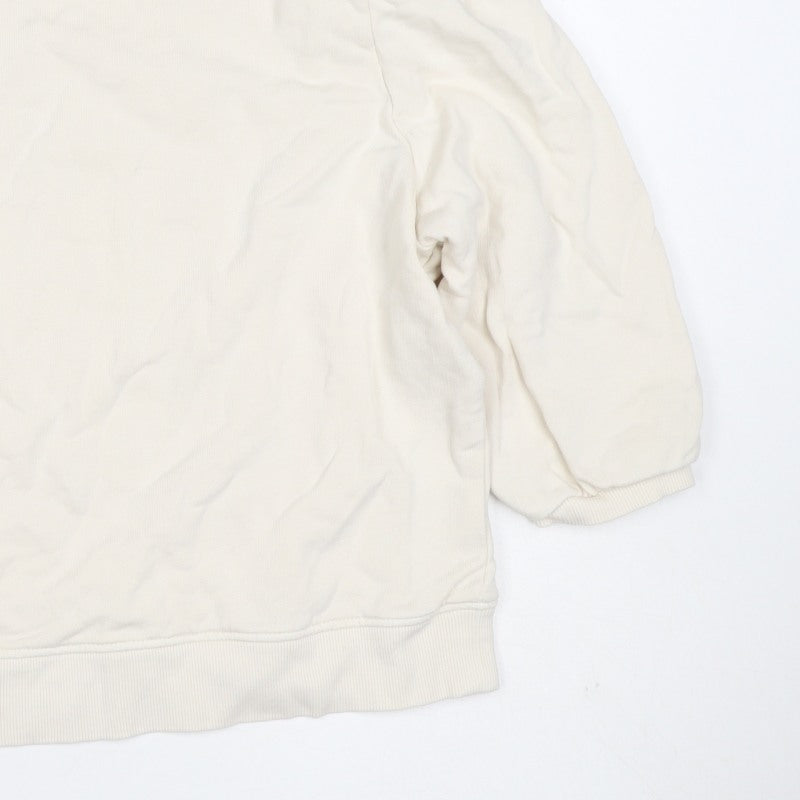 Hush Women’s Ivory S Puff Sleeve Organic Cotton Crew Neck Sweatshirt
