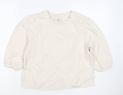 Hush Women’s Ivory S Puff Sleeve Organic Cotton Crew Neck Sweatshirt