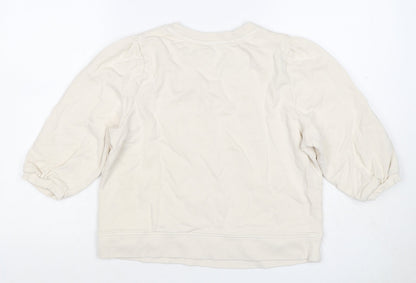 Hush Women’s Ivory S Puff Sleeve Organic Cotton Crew Neck Sweatshirt