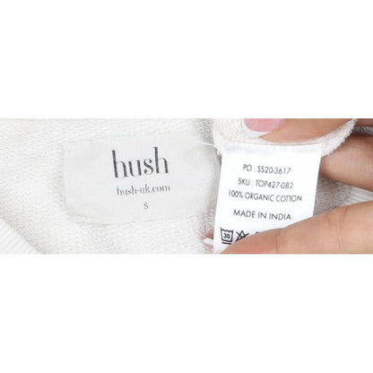 Hush Women’s Ivory S Puff Sleeve Organic Cotton Crew Neck Sweatshirt