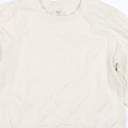 Hush Women’s Ivory S Puff Sleeve Organic Cotton Crew Neck Sweatshirt