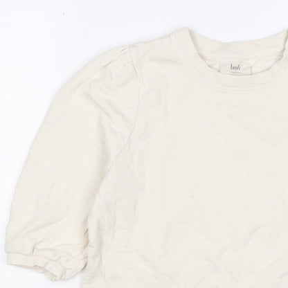 Hush Women’s Ivory S Puff Sleeve Organic Cotton Crew Neck Sweatshirt