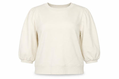 Hush Women’s Ivory S Puff Sleeve Organic Cotton Crew Neck Sweatshirt