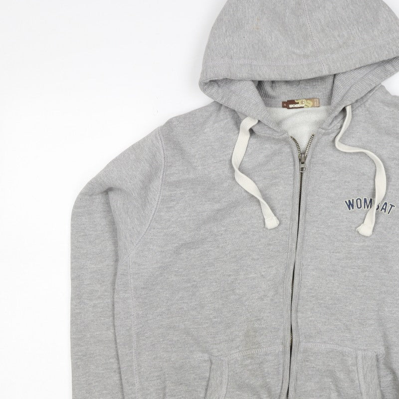 Wombat Men’s Grey XL Full Zip Logo Hoodie Fleece Drawstring Pockets