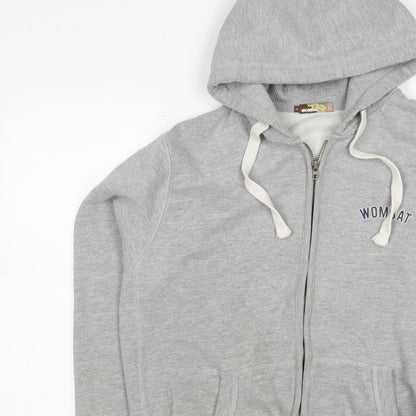 Wombat Men’s Grey XL Full Zip Logo Hoodie Fleece Drawstring Pockets