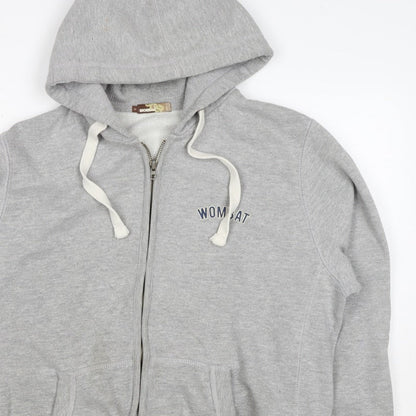 Wombat Men’s Grey XL Full Zip Logo Hoodie Fleece Drawstring Pockets