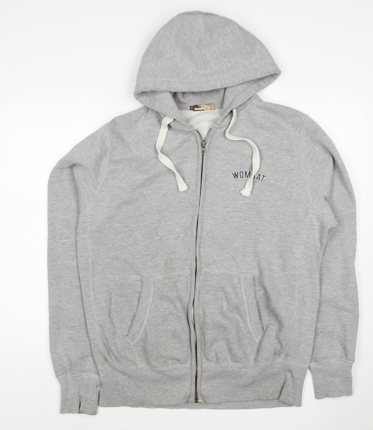 Wombat Men’s Grey XL Full Zip Logo Hoodie Fleece Drawstring Pockets