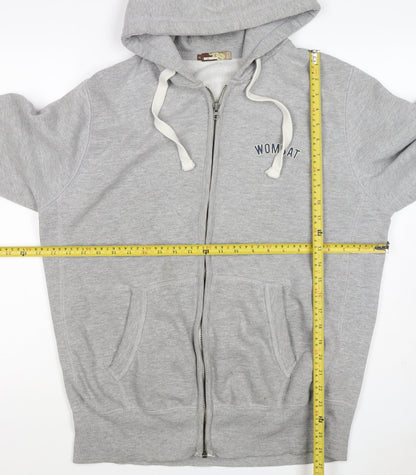 Wombat Men’s Grey XL Full Zip Logo Hoodie Fleece Drawstring Pockets
