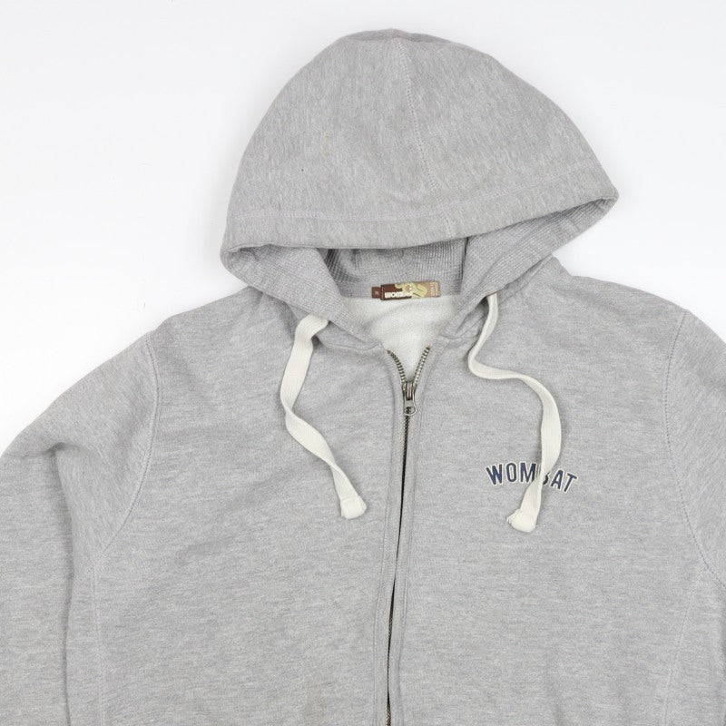 Wombat Men’s Grey XL Full Zip Logo Hoodie Fleece Drawstring Pockets