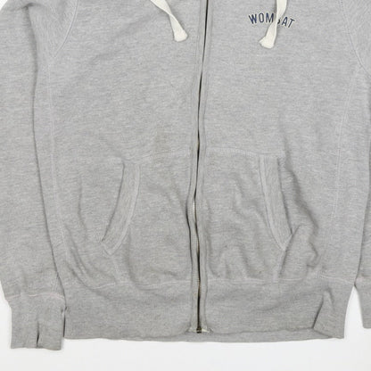 Wombat Men’s Grey XL Full Zip Logo Hoodie Fleece Drawstring Pockets