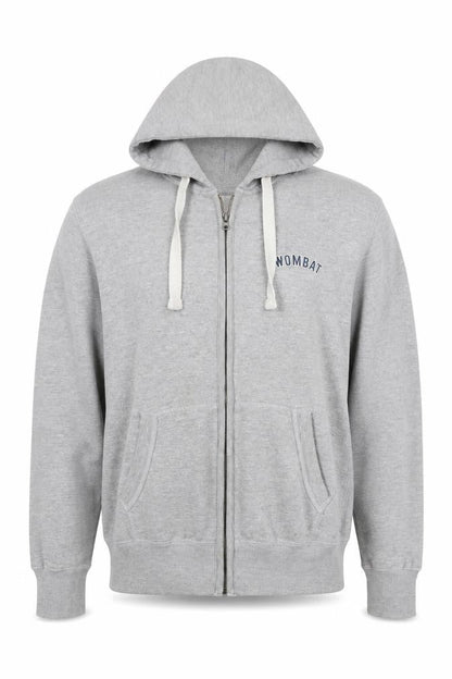 Wombat Men’s Grey XL Full Zip Logo Hoodie Fleece Drawstring Pockets