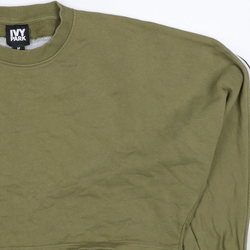 Ivy Park Women's Green M Logo Tape Cropped Pullover Sweatshirt