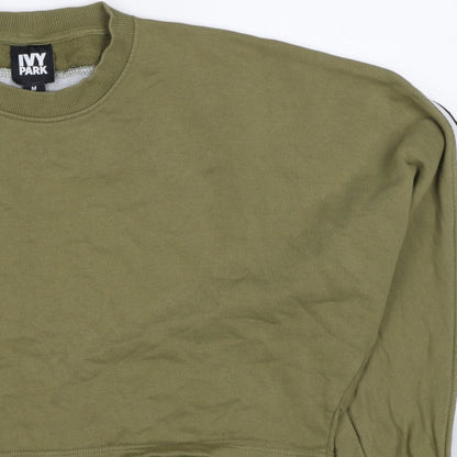 Ivy Park Women's Green M Logo Tape Cropped Pullover Sweatshirt