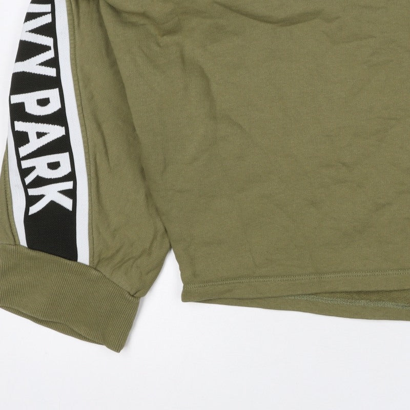 Ivy Park Women's Green M Logo Tape Cropped Pullover Sweatshirt