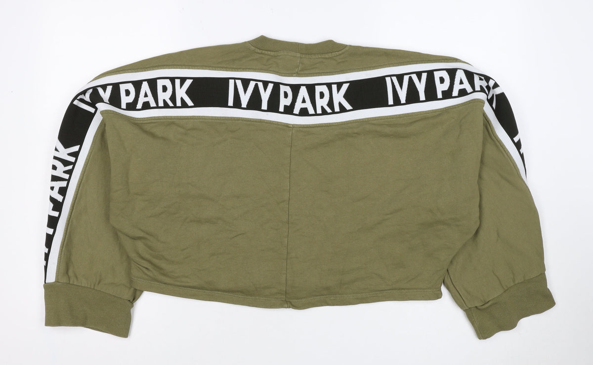 Ivy Park Women's Green M Logo Tape Cropped Pullover Sweatshirt
