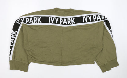 Ivy Park Women's Green M Logo Tape Cropped Pullover Sweatshirt