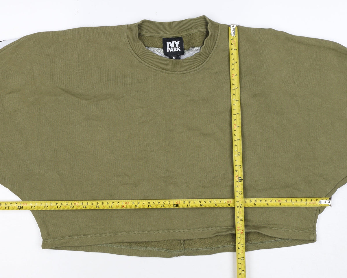 Ivy Park Women's Green M Logo Tape Cropped Pullover Sweatshirt