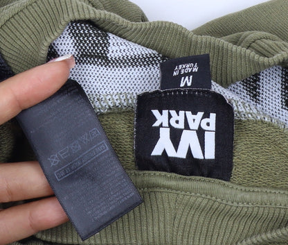 Ivy Park Women's Green M Logo Tape Cropped Pullover Sweatshirt