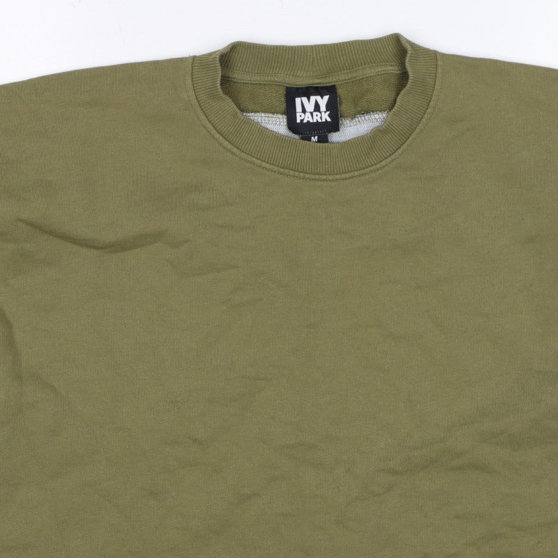 Ivy Park Women's Green M Logo Tape Cropped Pullover Sweatshirt