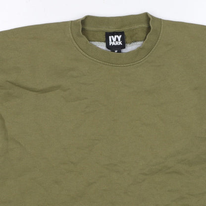 Ivy Park Women's Green M Logo Tape Cropped Pullover Sweatshirt
