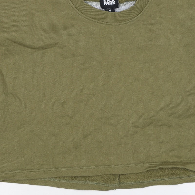 Ivy Park Women's Green M Logo Tape Cropped Pullover Sweatshirt