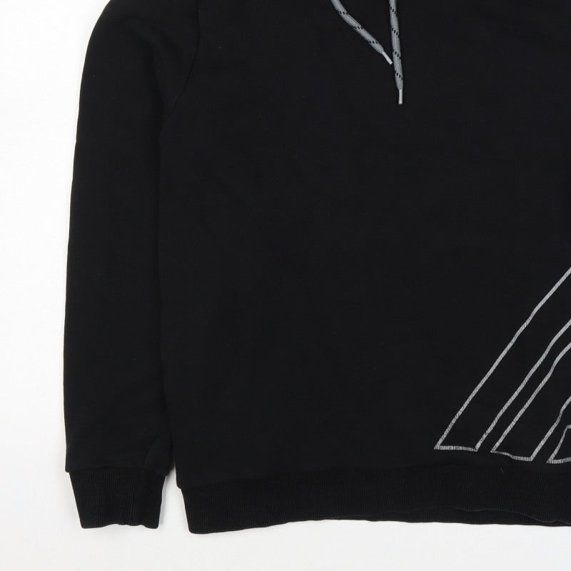 Next Men’s Black M Pullover Hoodie Geometric Graphic Print Drawstring