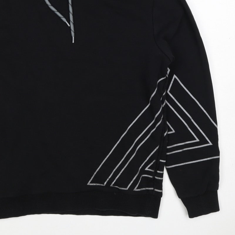 Next Men’s Black M Pullover Hoodie Geometric Graphic Print Drawstring