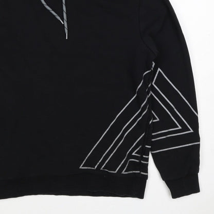 Next Men’s Black M Pullover Hoodie Geometric Graphic Print Drawstring