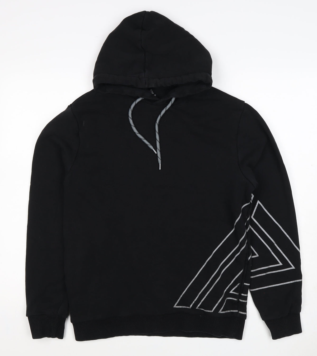 Next Men’s Black M Pullover Hoodie Geometric Graphic Print Drawstring
