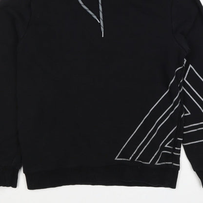 Next Men’s Black M Pullover Hoodie Geometric Graphic Print Drawstring