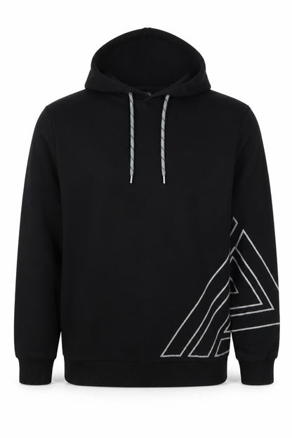 Next Men’s Black M Pullover Hoodie Geometric Graphic Print Drawstring