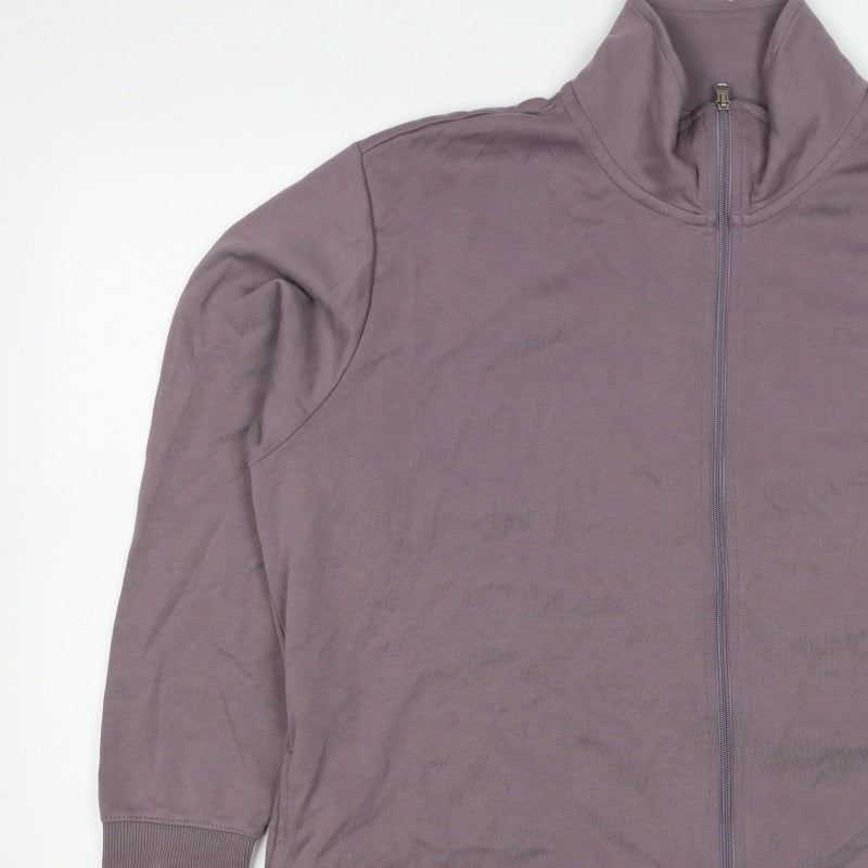 Bench Women’s Purple UK 24 Full Zip High Neck Logo Sweatshirt