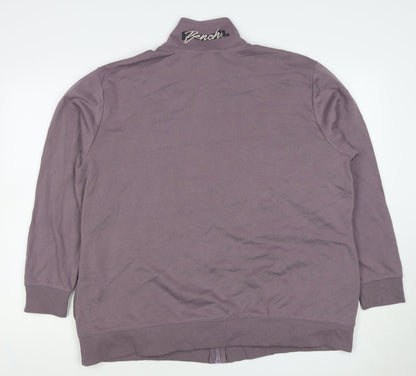 Bench Women’s Purple UK 24 Full Zip High Neck Logo Sweatshirt