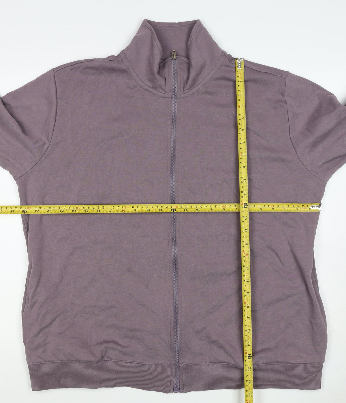 Bench Women’s Purple UK 24 Full Zip High Neck Logo Sweatshirt