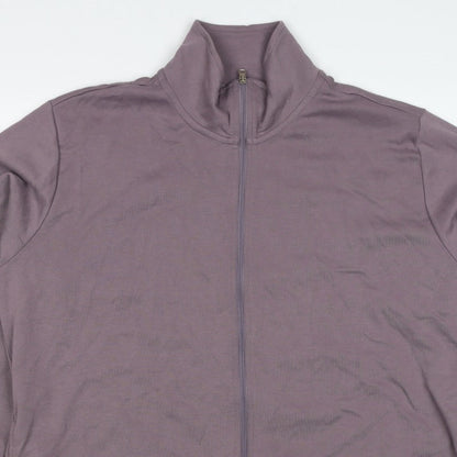 Bench Women’s Purple UK 24 Full Zip High Neck Logo Sweatshirt