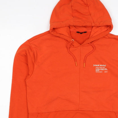 LC Waikiki Men’s Orange M Relaxed Graphic Print Pullover Hoodie