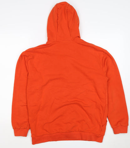 LC Waikiki Men’s Orange M Relaxed Graphic Print Pullover Hoodie