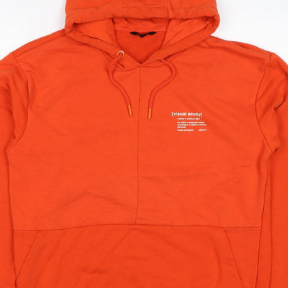 LC Waikiki Men’s Orange M Relaxed Graphic Print Pullover Hoodie