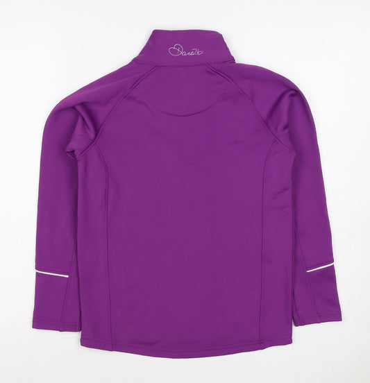 Back view of Dare 2b girls’ purple 11-12 years 1/4 zip high neck sweatshirt