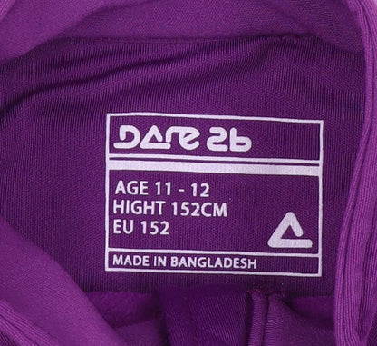 Dare 2b Girls Purple 11-12 Years 1/4 Zip High Neck Sweatshirt