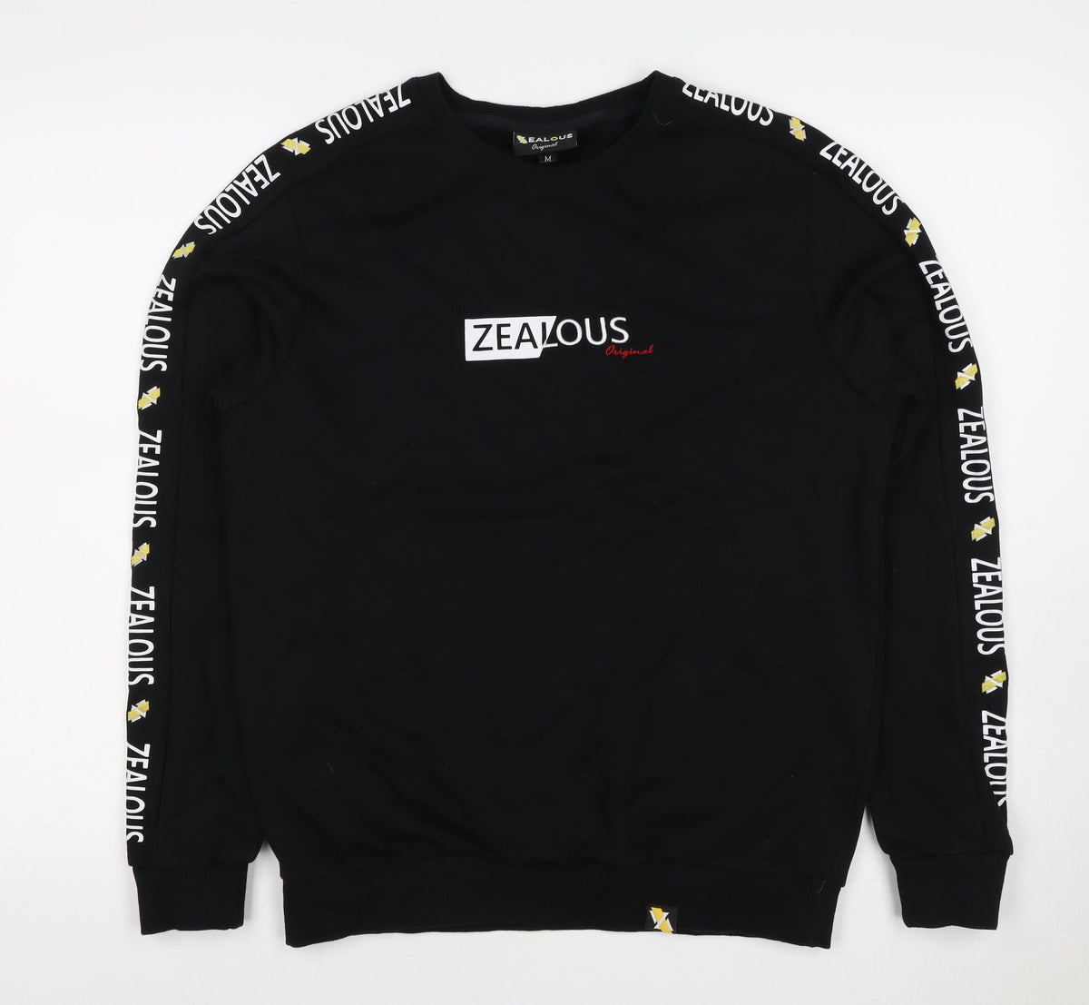 Zealous Men’s Black M Graphic Logo Crew Neck Pullover Sweatshirt