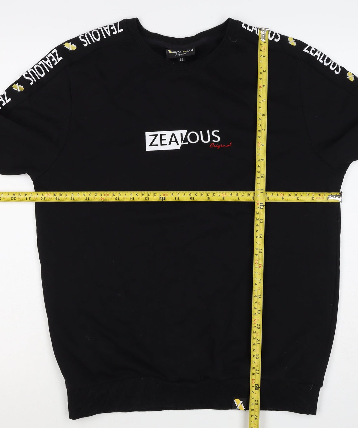 Zealous Men’s Black M Graphic Logo Crew Neck Pullover Sweatshirt