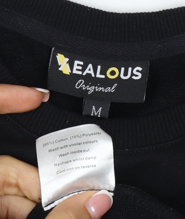 Zealous Men’s Black M Graphic Logo Crew Neck Pullover Sweatshirt