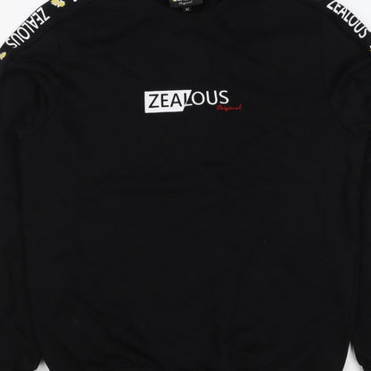 Zealous Men’s Black M Graphic Logo Crew Neck Pullover Sweatshirt