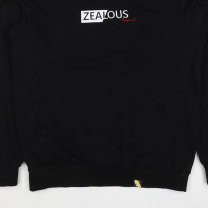 Zealous Men’s Black M Graphic Logo Crew Neck Pullover Sweatshirt