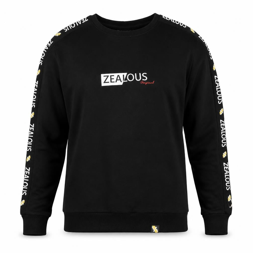 Zealous Men’s Black M Graphic Logo Crew Neck Pullover Sweatshirt