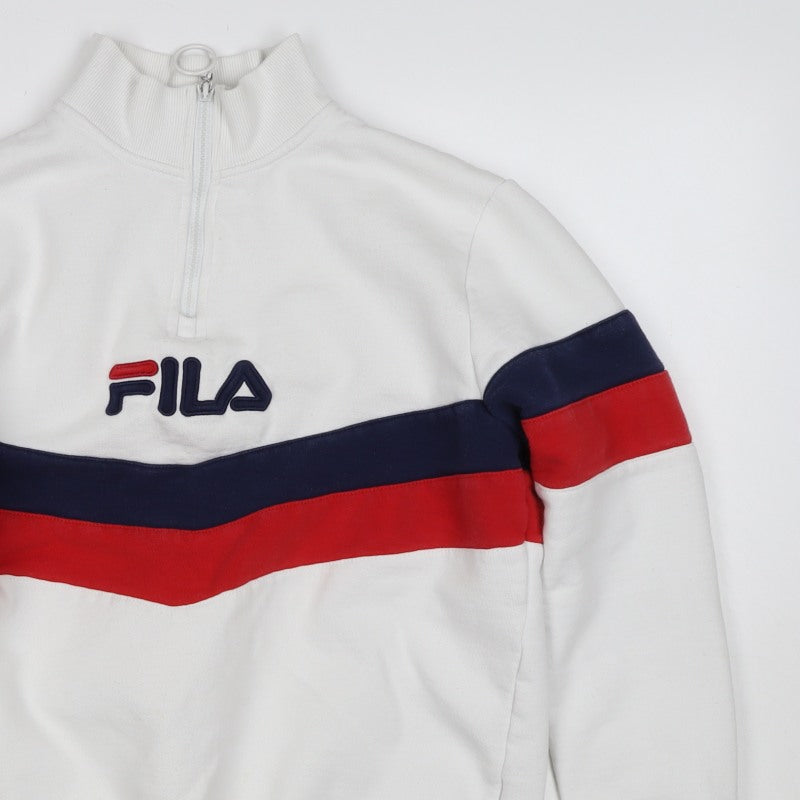 FILA Women’s White XS Colourblock 1/4 Zip Logo Sweatshirt