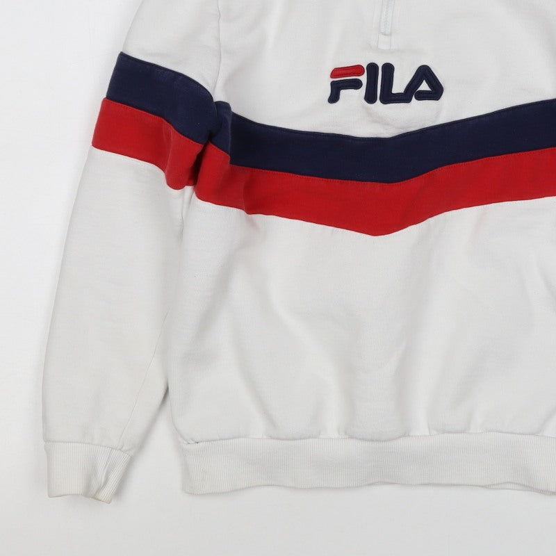 FILA Women’s White XS Colourblock 1/4 Zip Logo Sweatshirt